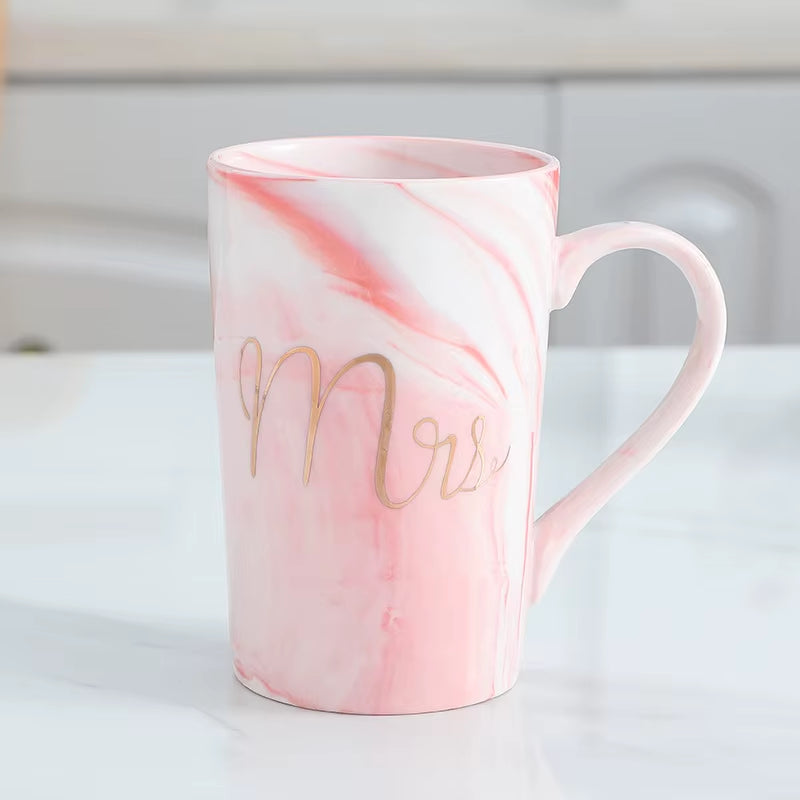 Luxury Marble Pattern Cup Phnom Penh Mug Gift Box Set Coffee Mug Couple Flamingo Ceramic Souvenir Wedding Bridal Lover'S Gifts